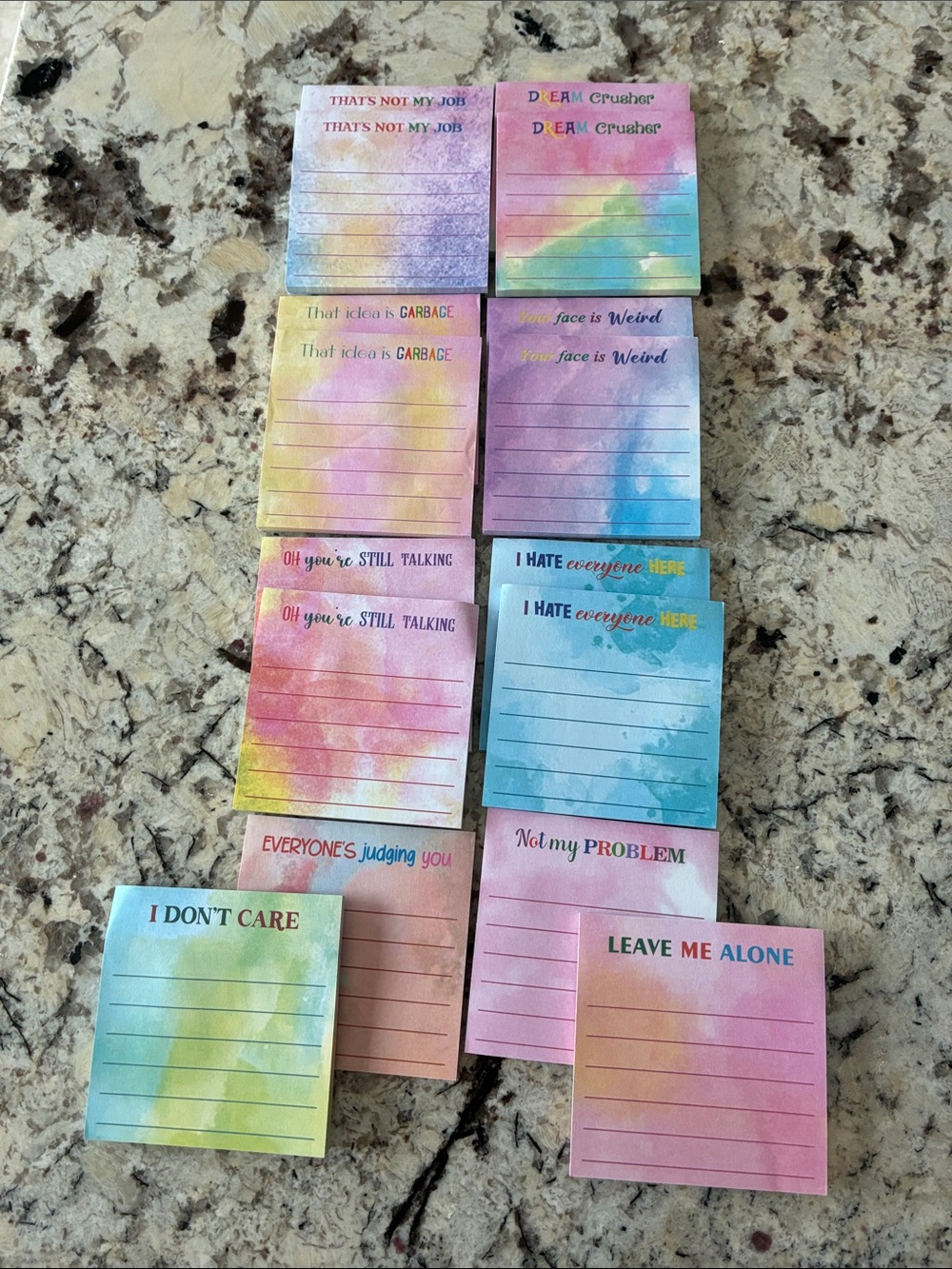 “Sassy/Rude” 16 Sticky note Set - Pastel Multi-Color